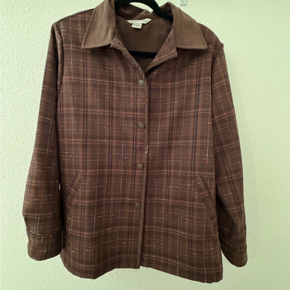 Allison Daley Plaid Brown Utility Jacket